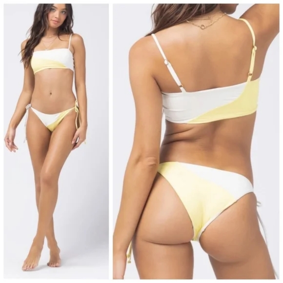 L*Space Ari Dani Bikini Top Bottom Set Color Block - Picture 2 of 10